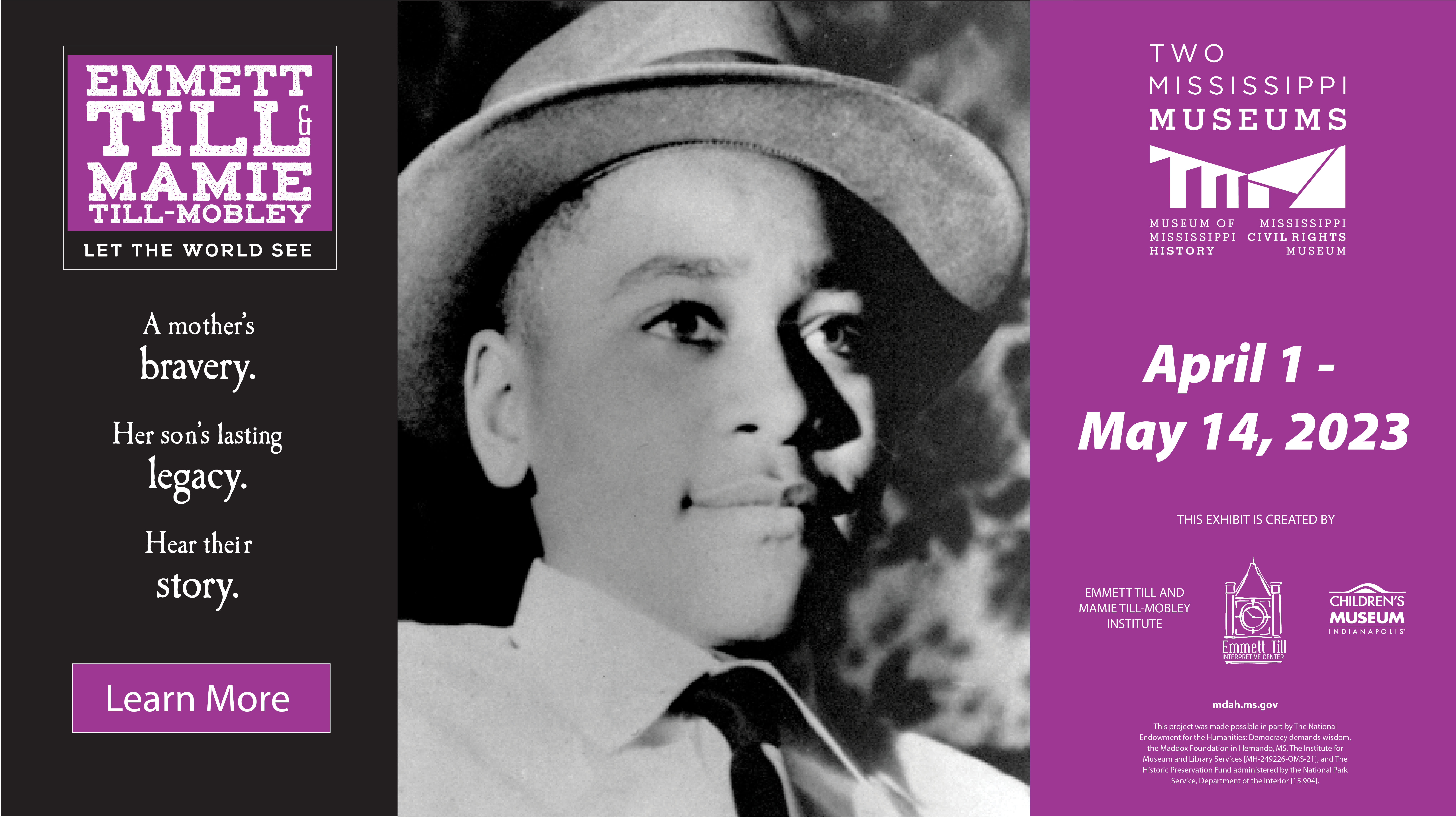 Emmett Till and Mamie Till-Mobley Exhibit, Open April 1 - May 14, 2023 at the Two Mississippi Museums